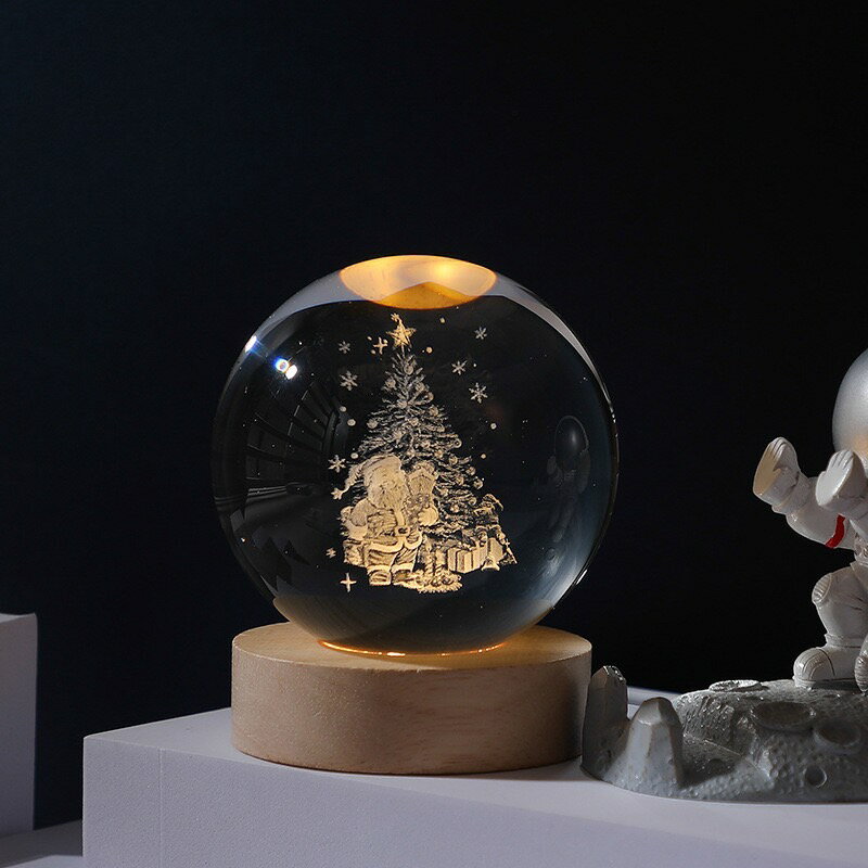 【All Splendid】聖誕老公公 水晶球 小夜燈 床頭 臺燈 臥室睡眠燈 禮品畢業小禮物 網紅燈 檯燈 床頭燈