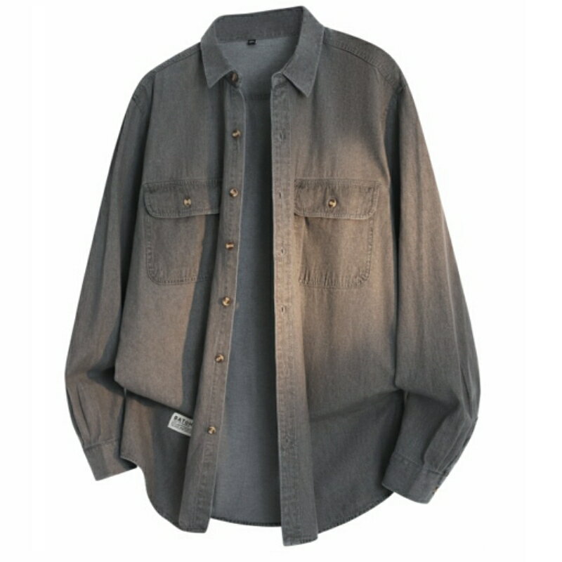 【巴黎精品】現貨+預購 美式復古牛仔襯衫經典牛仔外套秋冬長袖上衣寬鬆大碼休閒男裝-翻領寬鬆4色a1ma25