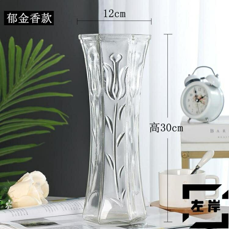 2個裝 玻璃花瓶透明水養富貴竹百合花瓶擺件插花器