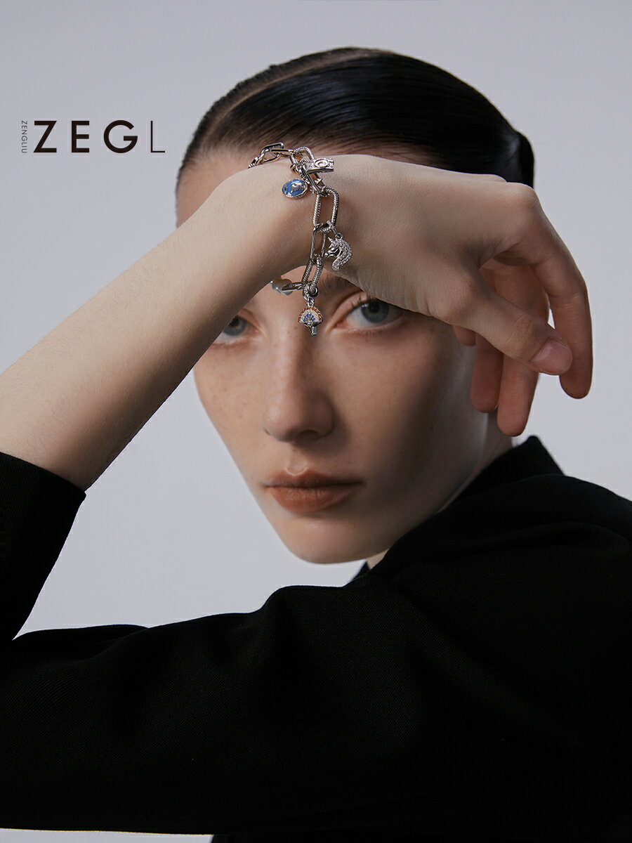 ZEGL設計師925純銀鏈條手鏈女拼件diy小眾情侶飾品生日禮物送女友