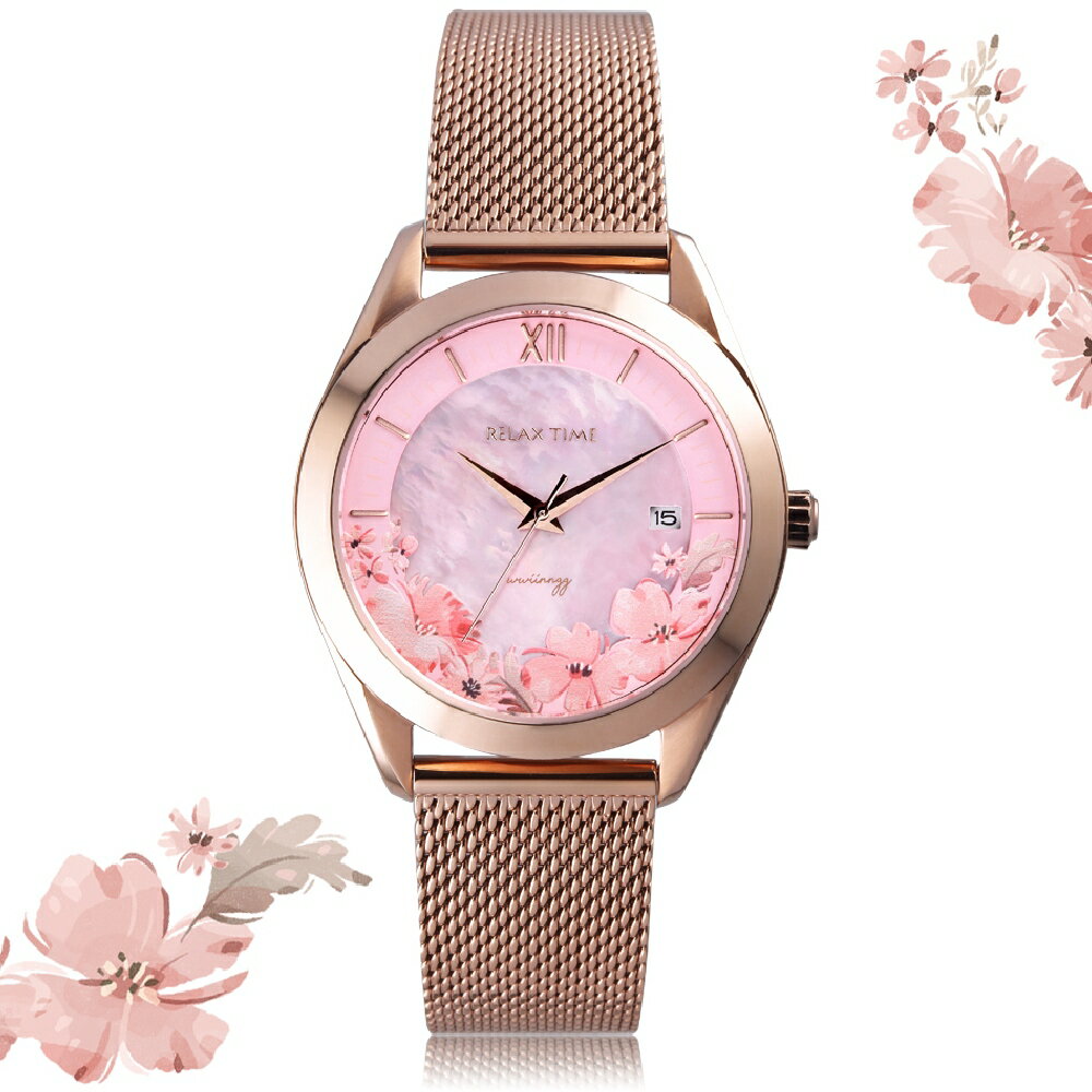 Relax Time RT-106-02 wwiinngg聯名合作 海棠輕夢 女士時尚腕錶 38mm｜樂天全館特惠中★指定刷卡回饋10%