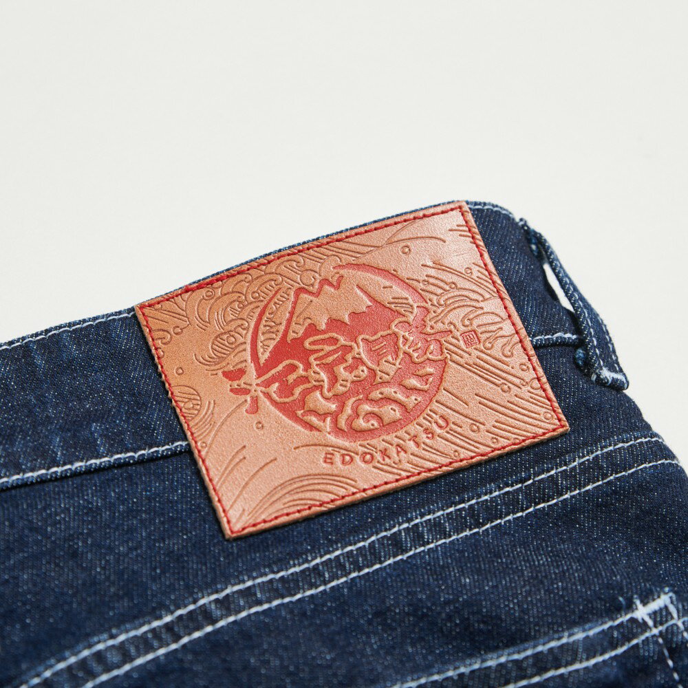 EDOKATSU江戶勝 男款 經典後袋金魚丹寧窄管直筒褲 (酵洗藍) 5