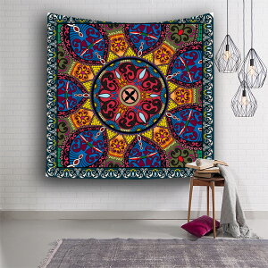 東南亞復古四方格印花背景布掛毯波西米亞風掛布墻毯裝飾攝影墻布