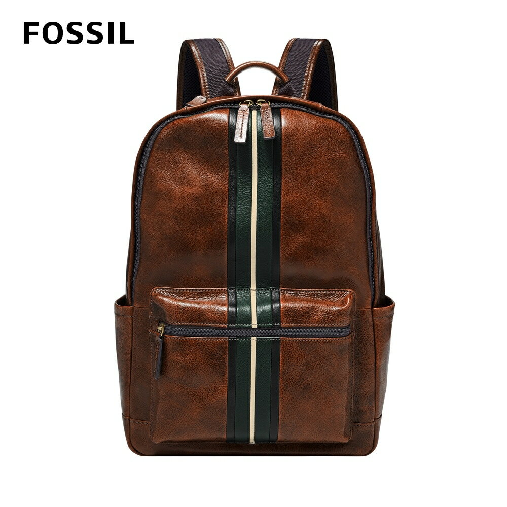 送禮首選★FOSSIL Buckner 簡約線條真皮後揹包(可入13吋筆電)-干邑色 MBG9545222【美國時尚品牌】 附防塵袋+提袋【全館滿額折價★FOSSIL全系列包夾送美妝蛋】