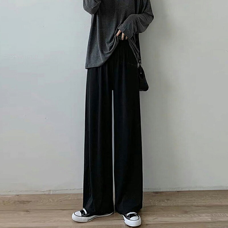 ins超火闊腿褲女2021夏季百搭寬松顯瘦直筒垂墜感高級感拖地長褲