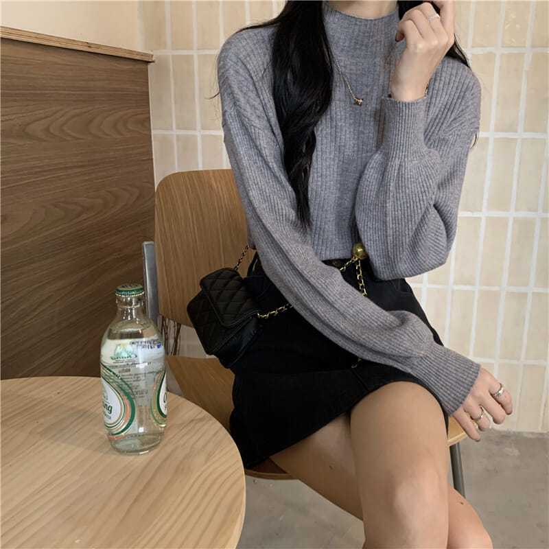 毛衣衫半高領打底衫女裝洋氣內搭杏色時尚百搭上衣春秋季新款