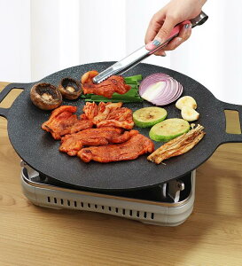 烤盤 韓國烤肉鍋烤盤麥飯石家用雙耳鐵板燒石板烤盤電磁爐