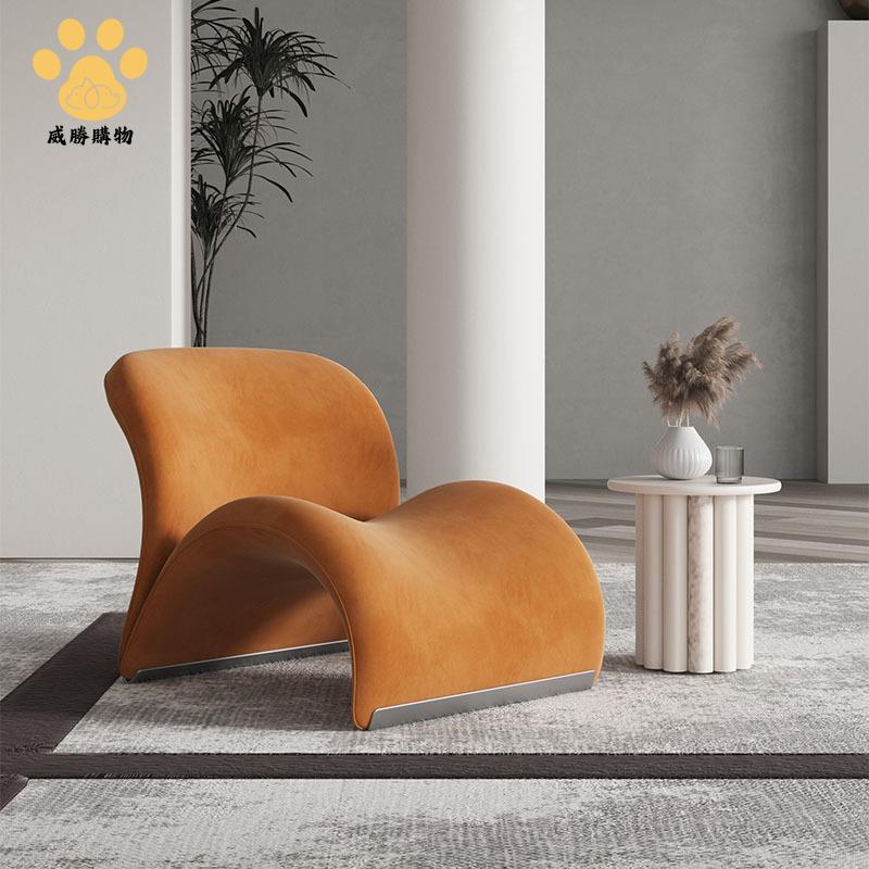 北歐輕奢單人沙發小戶型設計師創意客廳陽臺休閑網紅羊羔絨沙發椅zm7181ws7181