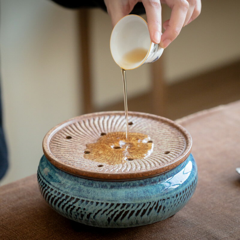 茶杯建水陶瓷水孟仿古三足茶洗茶渣桶粗陶窯變干泡臺養茶壺壺承