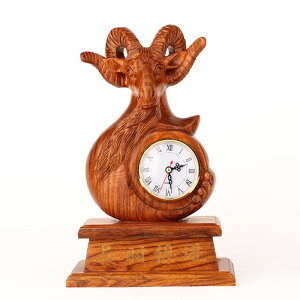 新中式實木質生肖羊時鐘 中國風個性創意潮流客廳掛鐘掛表鐘表