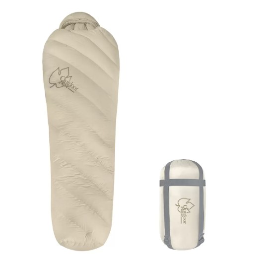 OutdoorBase 600FP 成人羽絨睡袋 卡其色左拉鍊