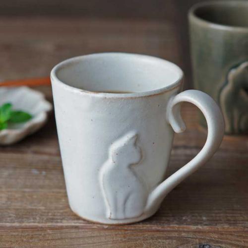 益子燒貓尾馬克杯 白_ kinari ねこのしっぽマグ マグ 日本製馬克杯 杯子 陶杯 新婚喬遷 禮品 交換禮物 益子焼