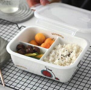 陶瓷樂扣飯盒蓋保鮮碗分格飯盒微波專用密封陶瓷飯盒單/雙/三格碗【AAA3766】
