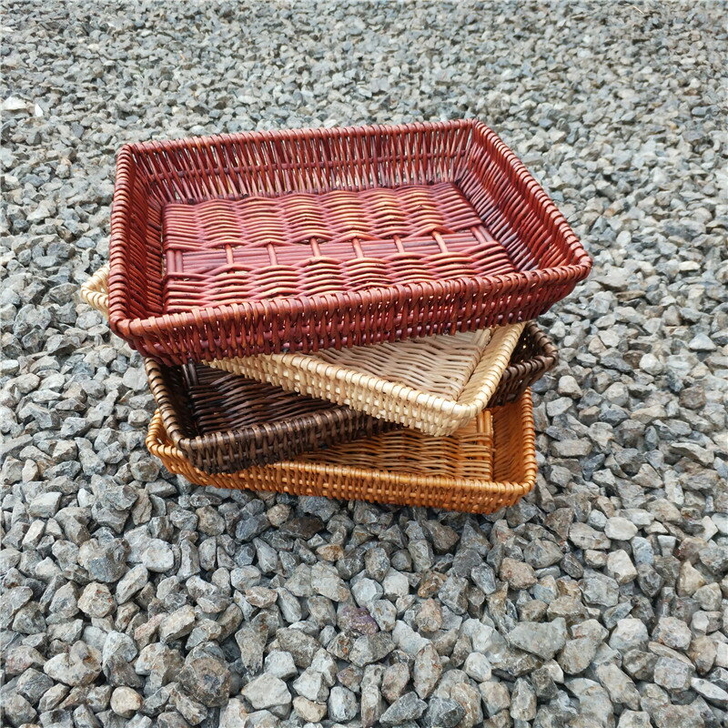 籐籃 麵包籃 編織籃 藤編收納筐柳編竹筐超市展示筐幼兒園竹籃編織果盤水果籃子零食框『ZW7937』