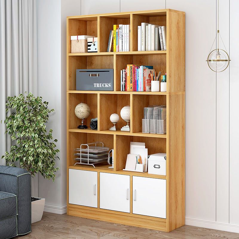楓林宜居 書架置物架落地客廳柜子儲物柜圖書館仿實木簡約現代簡易家用書柜