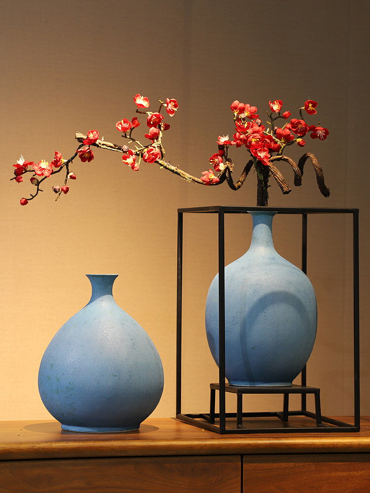 新中式陶瓷花瓶景德鎮手工輕奢插花干花復古居家客廳玄關現代裝飾
