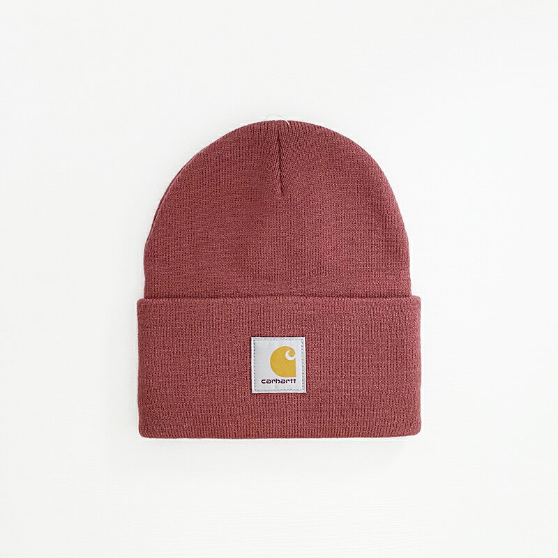 美國百分百【全新真品】Carhartt 帽子 針織 毛線帽 配件 卡哈特 logo 毛帽 藕粉 DC38
