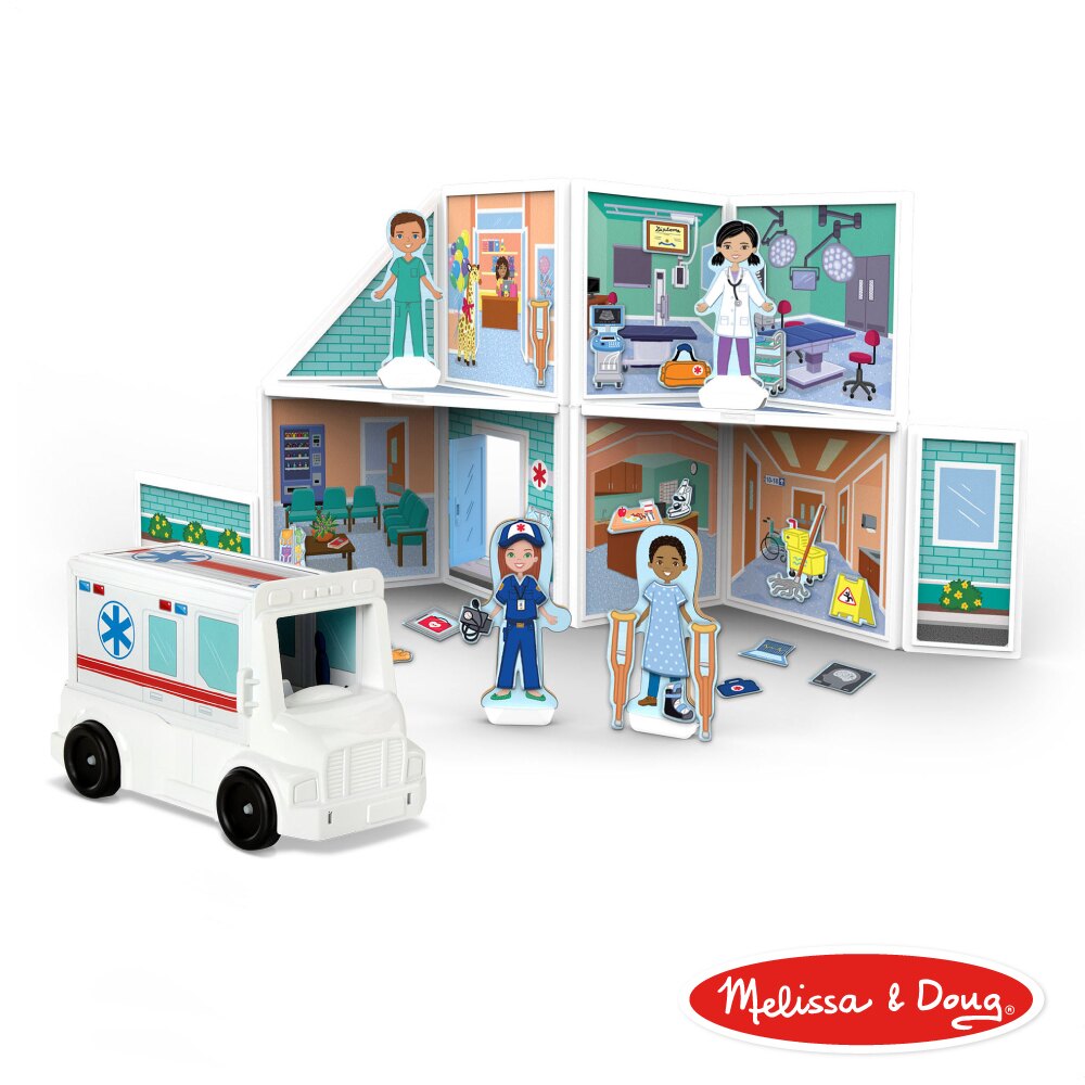 【紫貝殼】美國 Melissa & Doug 瑪莉莎 磁力建構娃娃屋 醫院