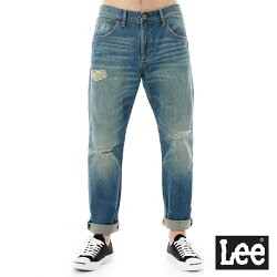 Lee 101+ 牛仔褲低腰合身直筒牛仔七分褲-男款-藍