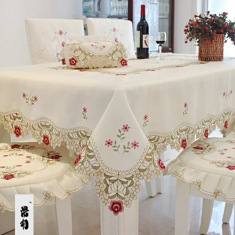 歐式簡約家用長方形茶幾桌布椅墊餐桌布床頭柜梳妝臺蓋巾蕾絲布藝