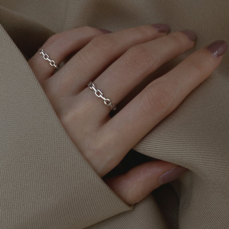 925純銀素圈戒指女小眾設計指環時尚冷淡風輕奢食指個性小指尾戒