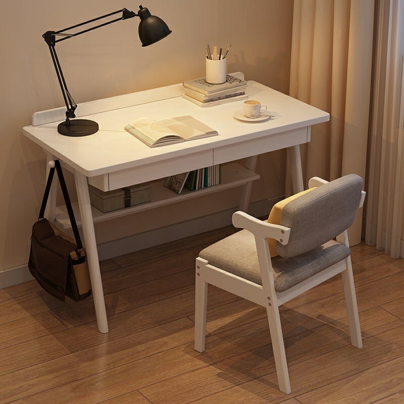 2年保固 實木 書桌 白色簡約 現代家用 臥室 寫字桌 北歐簡易ins 臺式成人 電腦桌 桌子
