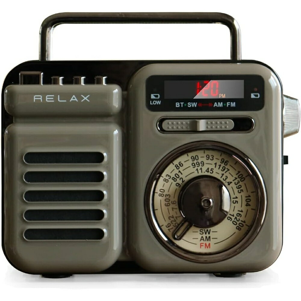 【日本代購】RELAX 多功能復古收音機 藍牙 USB充電 鐵灰色
