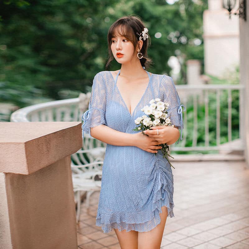 有大碼裙式帶鋼托大胸聚攏時尚泳裝