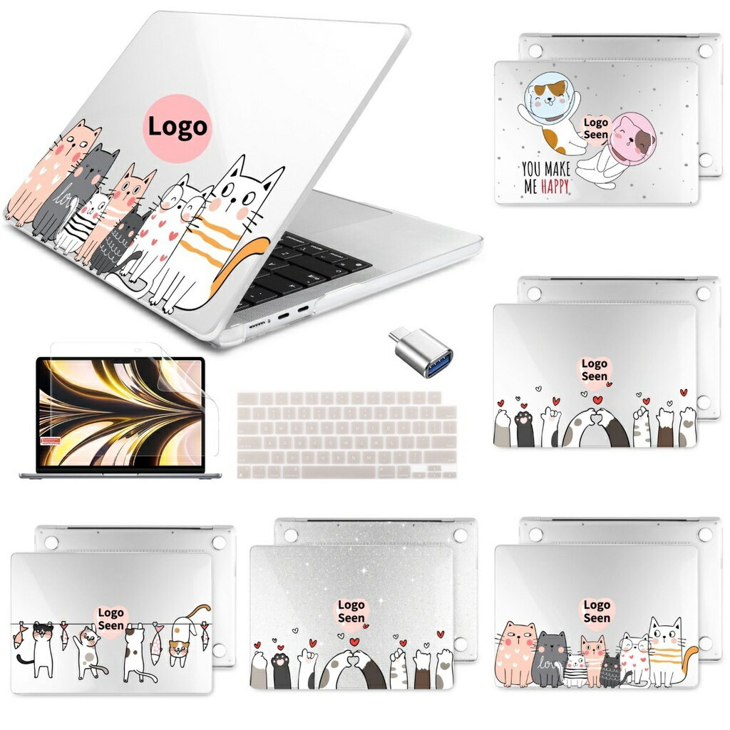 可愛萌寵水晶保護殼適用於2022 MacBook Pro Air M2 M1 11 12 13 14 15 16吋防摔殼
