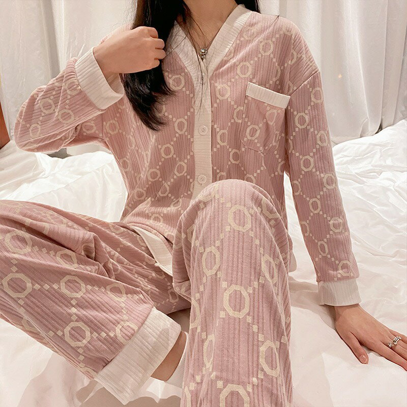 睡衣女士春秋款2022年新款長袖高級感外穿網紅甜美休閑家居服套裝