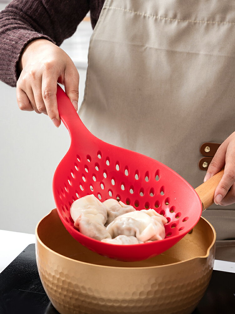 onlycook家用大號漏勺撈面勺廚房勺子過濾撈勺耐高溫濾網笊籬湯勺