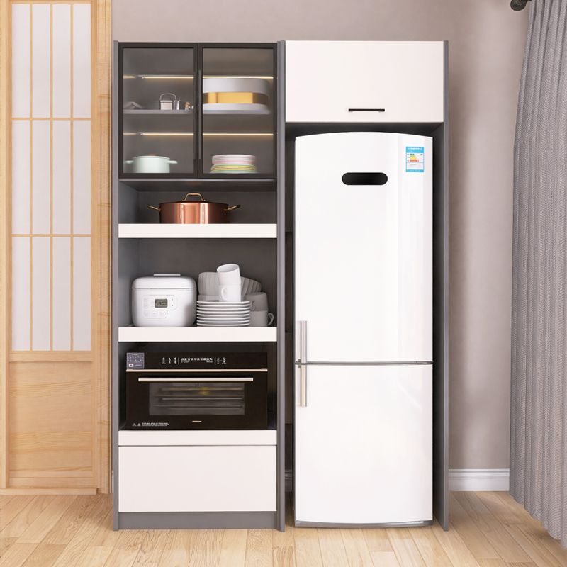 臺灣公司 電器櫃 多功能餐邊櫃廚房櫃子儲物櫃收納邊櫃現代簡約冰箱餐邊櫃一體靠墻S051快速出貨