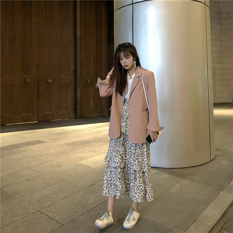 現貨+預購 西裝外套休閒西服-粉色寬鬆長版時尚女外套73xj38【獨家進口】【米蘭精品】