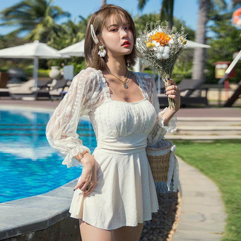 游泳衣女性感超仙ins連體長袖防曬 遮肚顯瘦大小胸聚攏溫泉度假裝