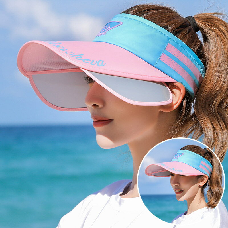 帽子女夏季鴨舌帽漏頂戶外運動防曬網球棒球太陽帽空頂沙灘遮陽帽