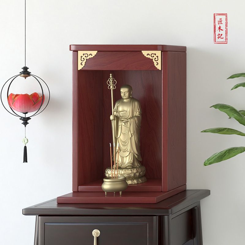 實木佛龕供桌神臺觀音家用供奉柜佛像供座臺財神爺柜子神龕壁掛式 c7213