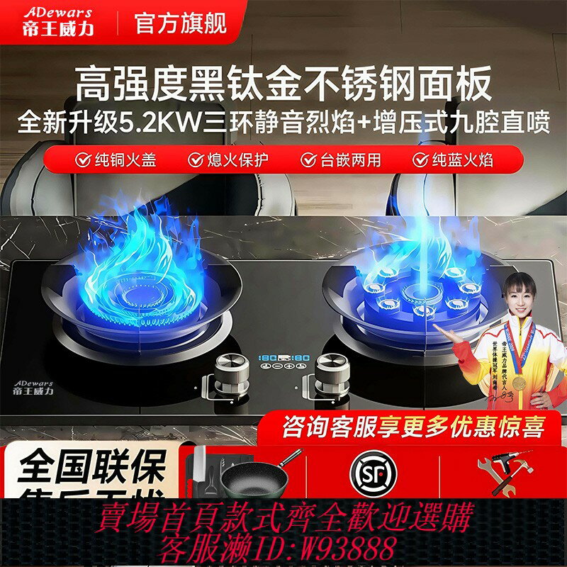 {臺灣公司貨 可打統編}帝王威力燃氣灶一級能效三環火猛火爐具天然氣雙灶液化氣燃氣灶