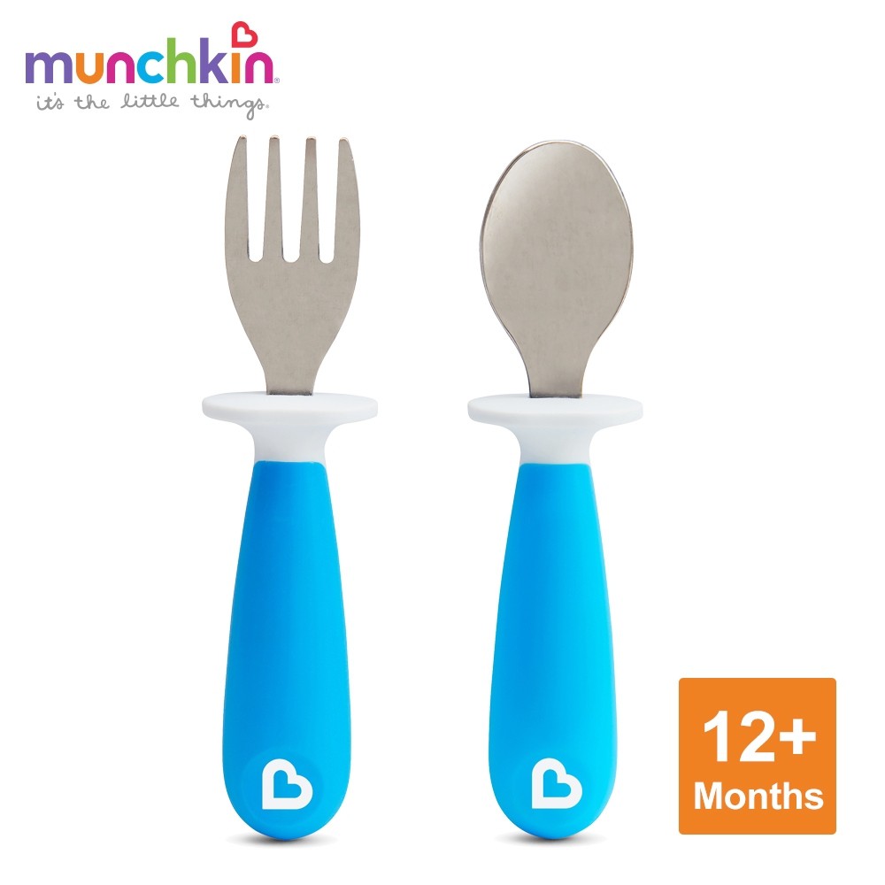munchkin滿趣健-不鏽鋼學習叉匙組(4色)-讓寶寶學習自己吃飯