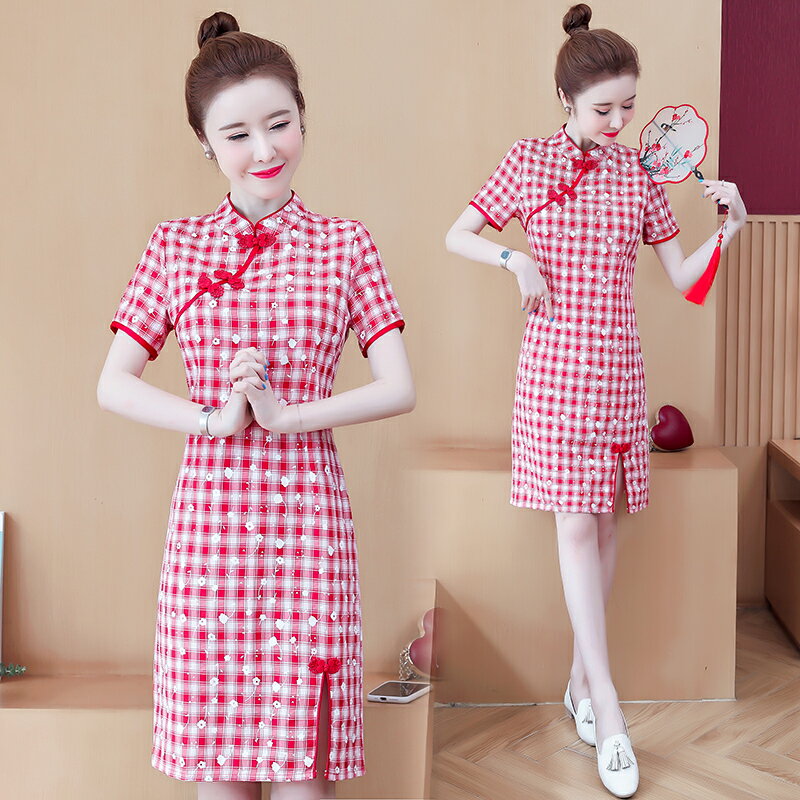 夏季新款中國風女學生文藝復古少女改良旗袍小個子顯高連衣裙