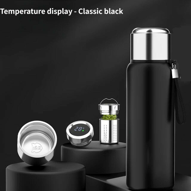 【日本代購】-1200ML 數位保溫水瓶帶杯子溫度顯示智慧不銹鋼保溫保溫瓶