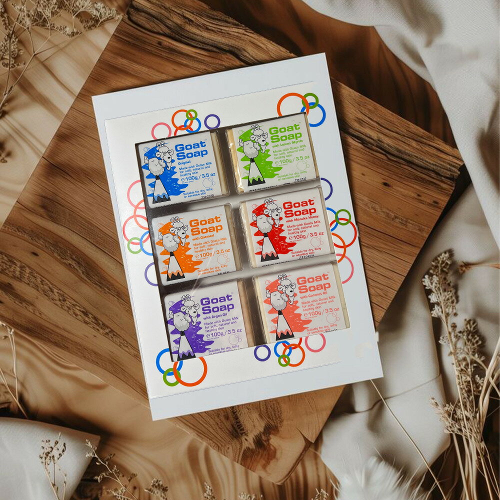 【Goat Soap】澳洲羊乳皂禮盒 (經典原味/檸檬香桃木/燕麥/麥盧卡蜂蜜/摩洛哥堅果油/椰子油)100gx6入