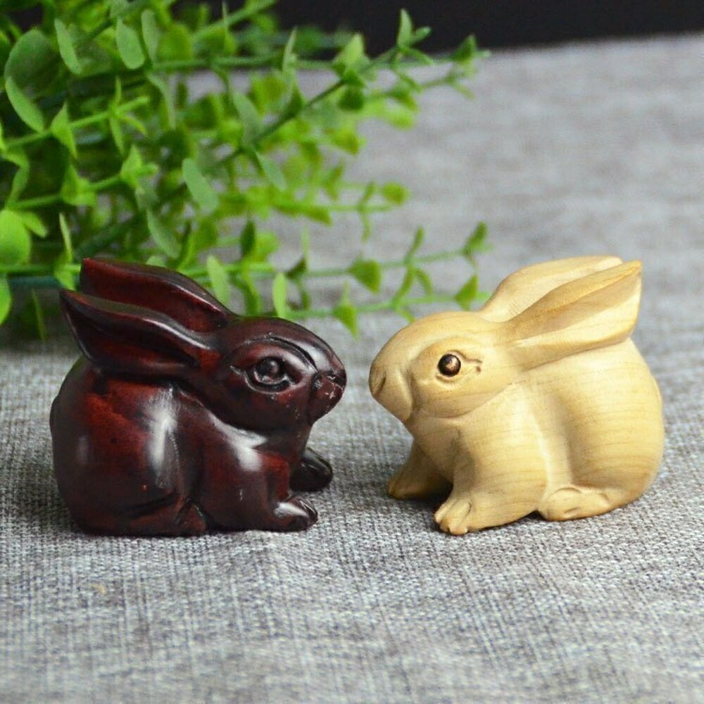 買一送一 擺件 立體雕刻正宗桃木兔子 木雕兔 木質兔子 玉兔吉祥小擺件 助運開運 夢藝家
