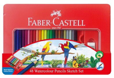 Faber-Castell水性色鉛筆紅色精緻鐵盒裝48色組*115939