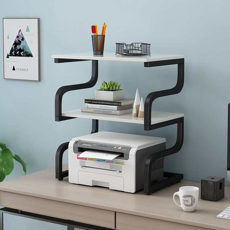 打印機架 置物架 辦公收納架 小型打印機架子桌面雙層復印機置物架多功能辦公室桌上主機收納架0522