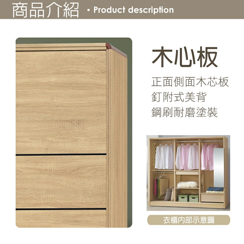 《風格居家Style》柏克7.5×7尺衣櫥/衣櫃 023-01-LG 2