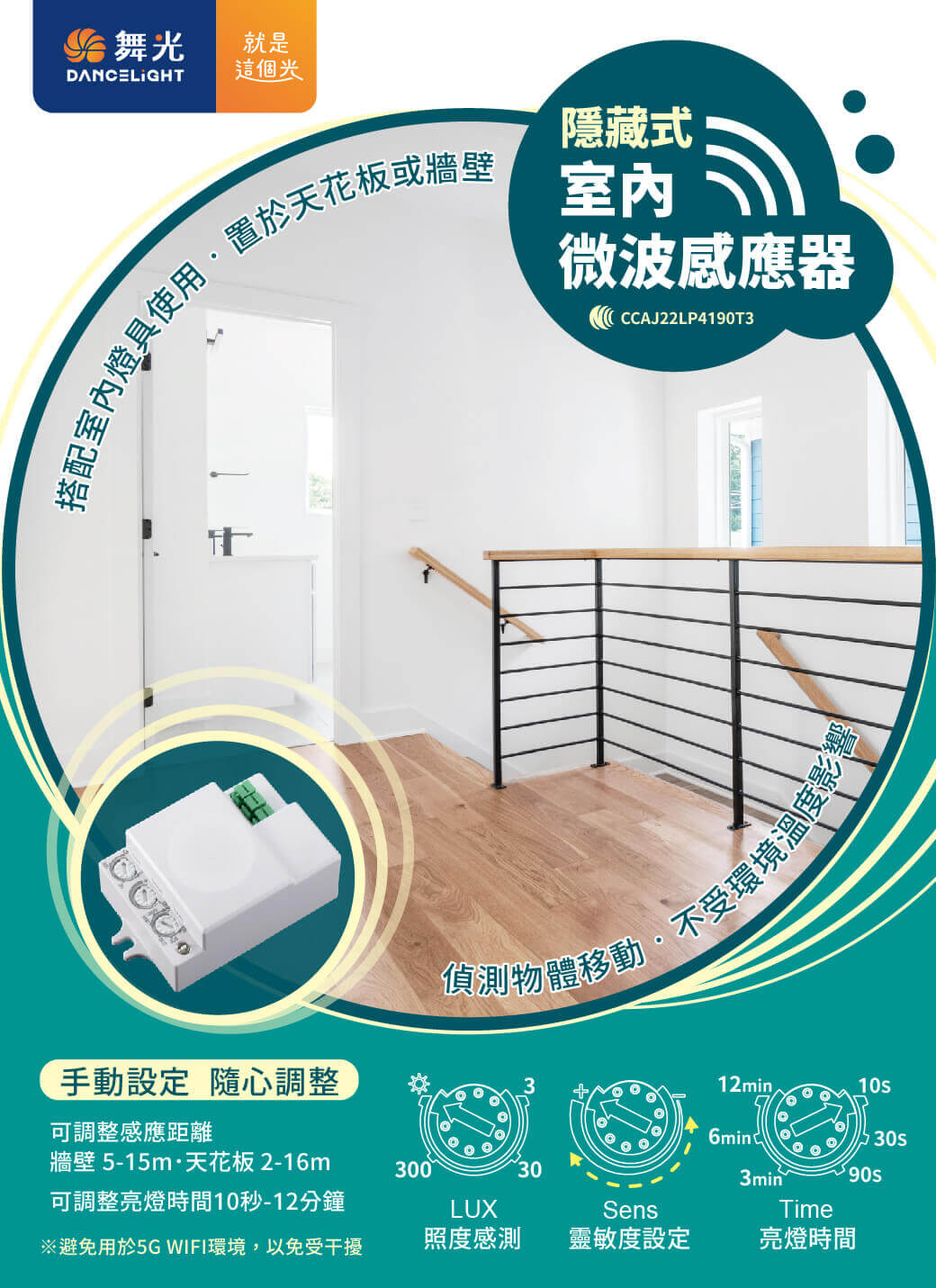 舞光 隱藏式 室內微波感應器 可調式 微波感應器 RP-MS1024-S