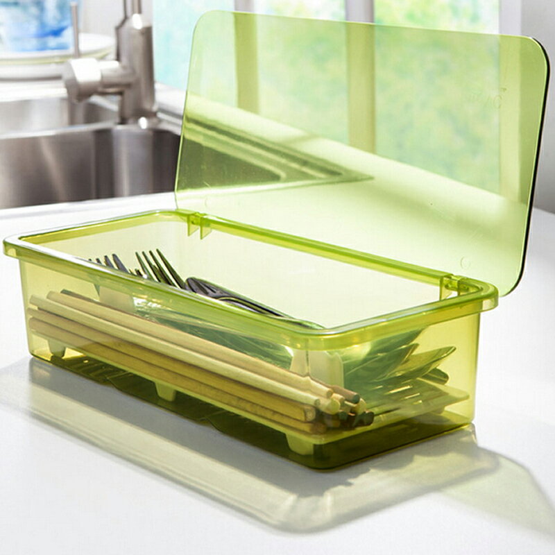 筷子盒家用透明帶蓋瀝水筷子籠廚房防塵餐具收納盒勺子收納置物架
