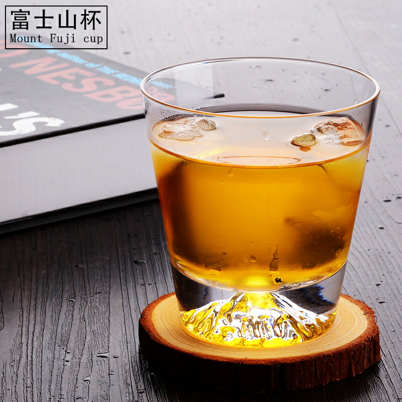 日本富士山玻璃杯江戶硝子創意家用耐熱水杯水晶洋酒杯威士忌酒杯1入