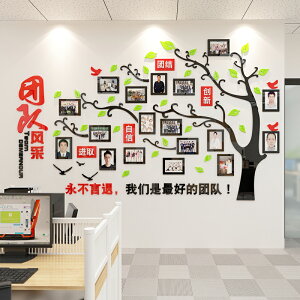 團隊文化墻照片墻大樹辦公室裝飾勵志員工風采展示企業布置公司