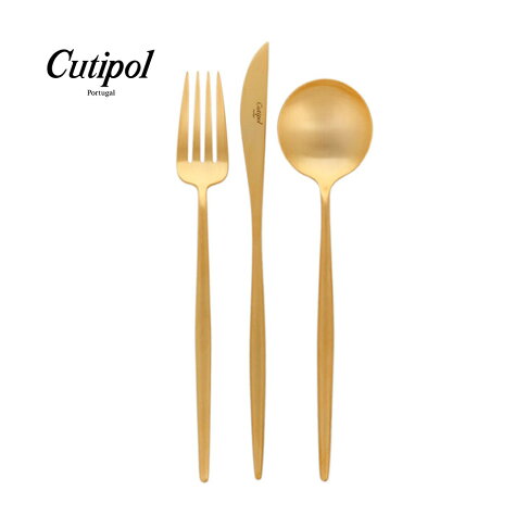 葡萄牙 Cutipol MOON系列個人餐具3件組-主餐刀+叉+匙 (霧金) 0